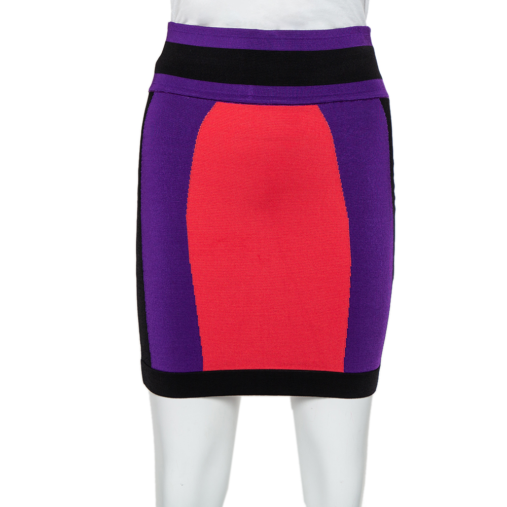 luxury-women-balmain-used-clothes-p450654-006 Balmain Colorblock Knit Mini Skirt S