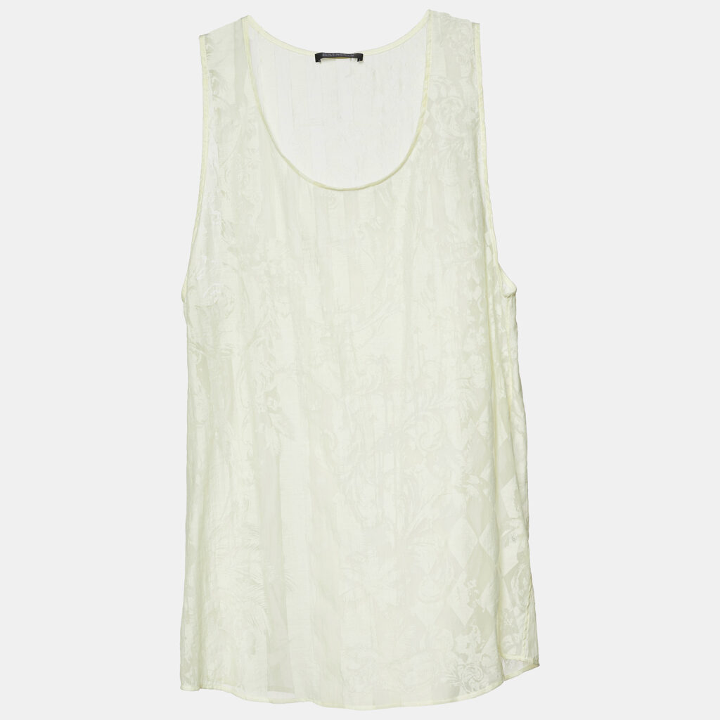 luxury-women-balmain-used-clothes-p654473-004-1 Balmain Yellow Harlequin Check Jacquard Sleeveless Tank Top S