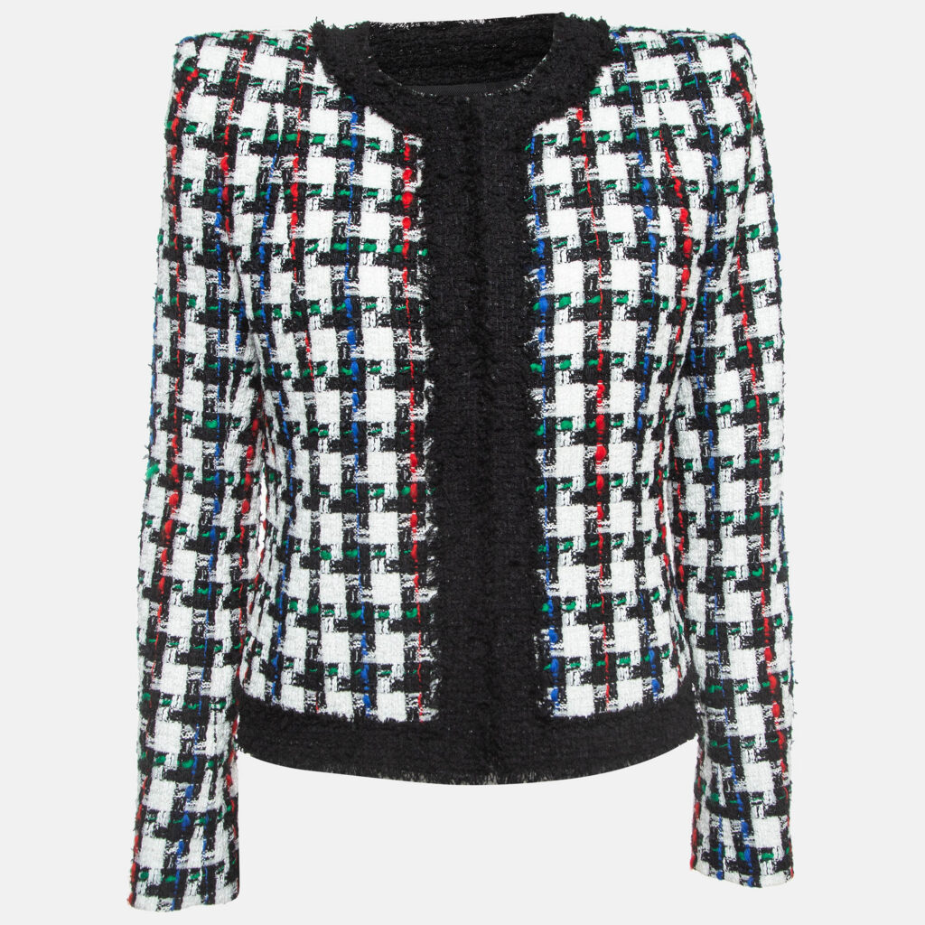 luxury-women-balmain-used-clothes-p928376-002 Balmain Multicolor Tweed Collarless Jacket M