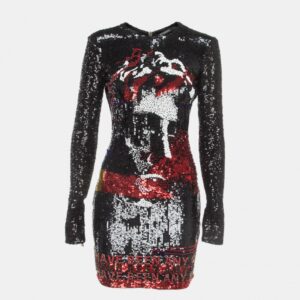 Balmain Black Multicolor Sequin Embellished Mini Dress M