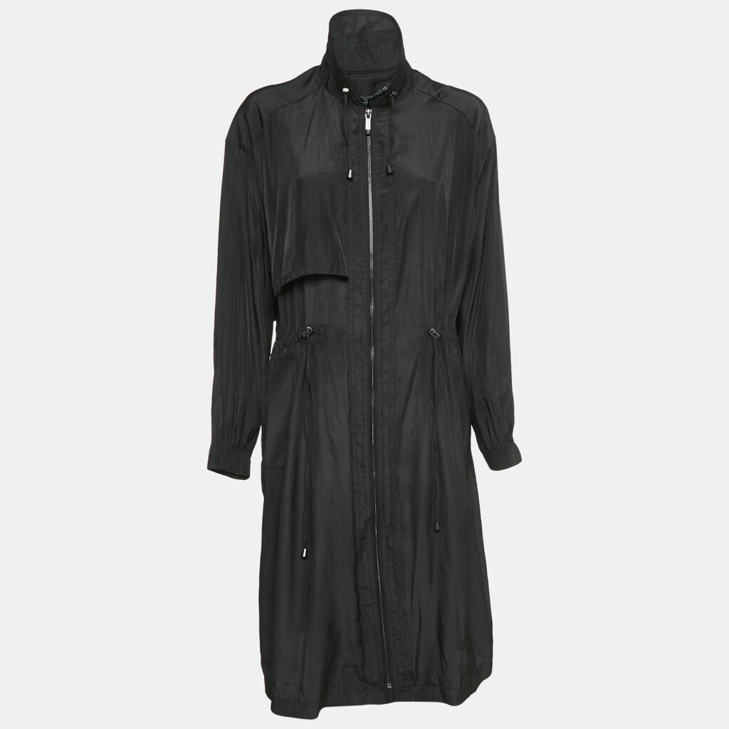 BCBMAXAZRIA Black Crepe Zip-Up Midi Dress S