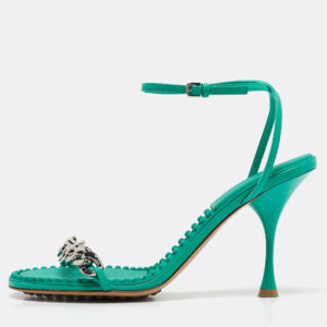 Bottega Veneta Green Leather Dot Ankle Strap Sandals Size 41