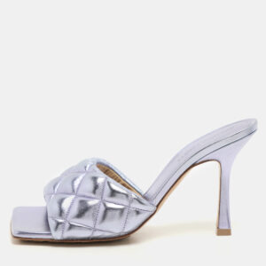 Bottega Veneta Metallic Purple Leather Lido Slide Sandals Size 37