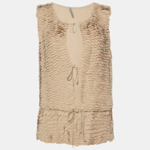 Bottega Veneta Beige Silk Front Tie-Up Top S