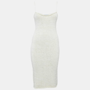 Bottega Veneta Off White Rib Knit Strappy Short Dress XS