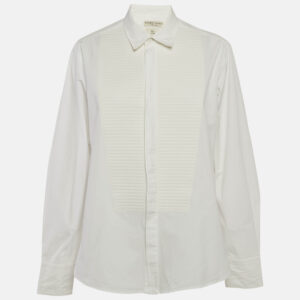 Bottega Veneta White Front Pleated Panel Poplin Shirt L