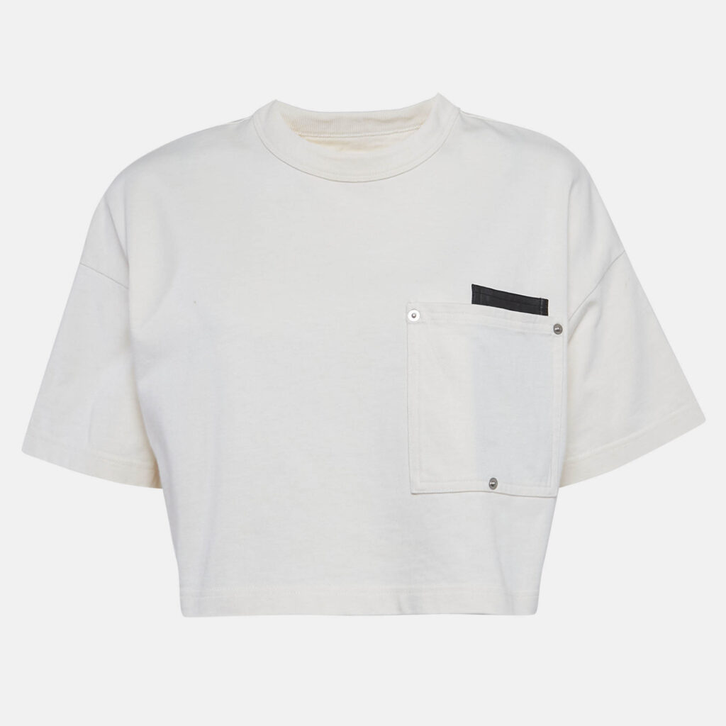 luxury-women-bottega-veneta-used-clothes-p1169188-001 Bottega Veneta Off-White Cotton Knit Crew Neck Crop Top XXS