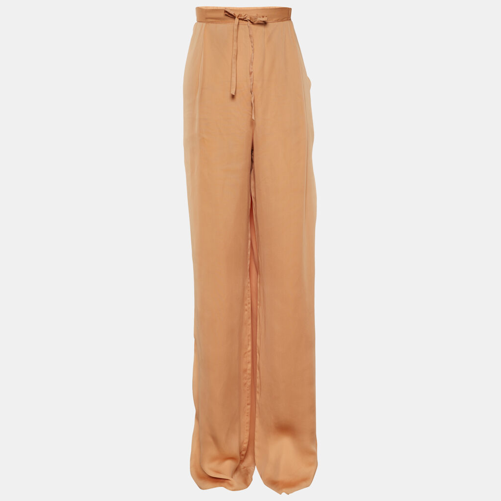 luxury-women-bottega-veneta-used-clothes-p672222-001-1 Bottega Veneta Orange Satin Straight Pants M
