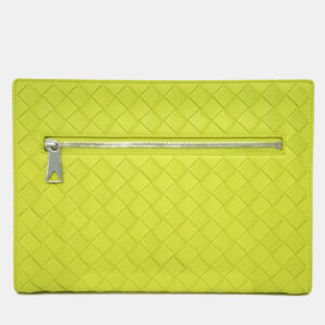 Bottega Veneta Green Intrecciato Leather Clutch