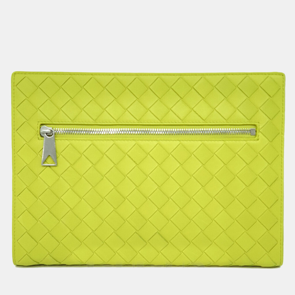 Bottega Veneta Green Intrecciato Leather Clutch
