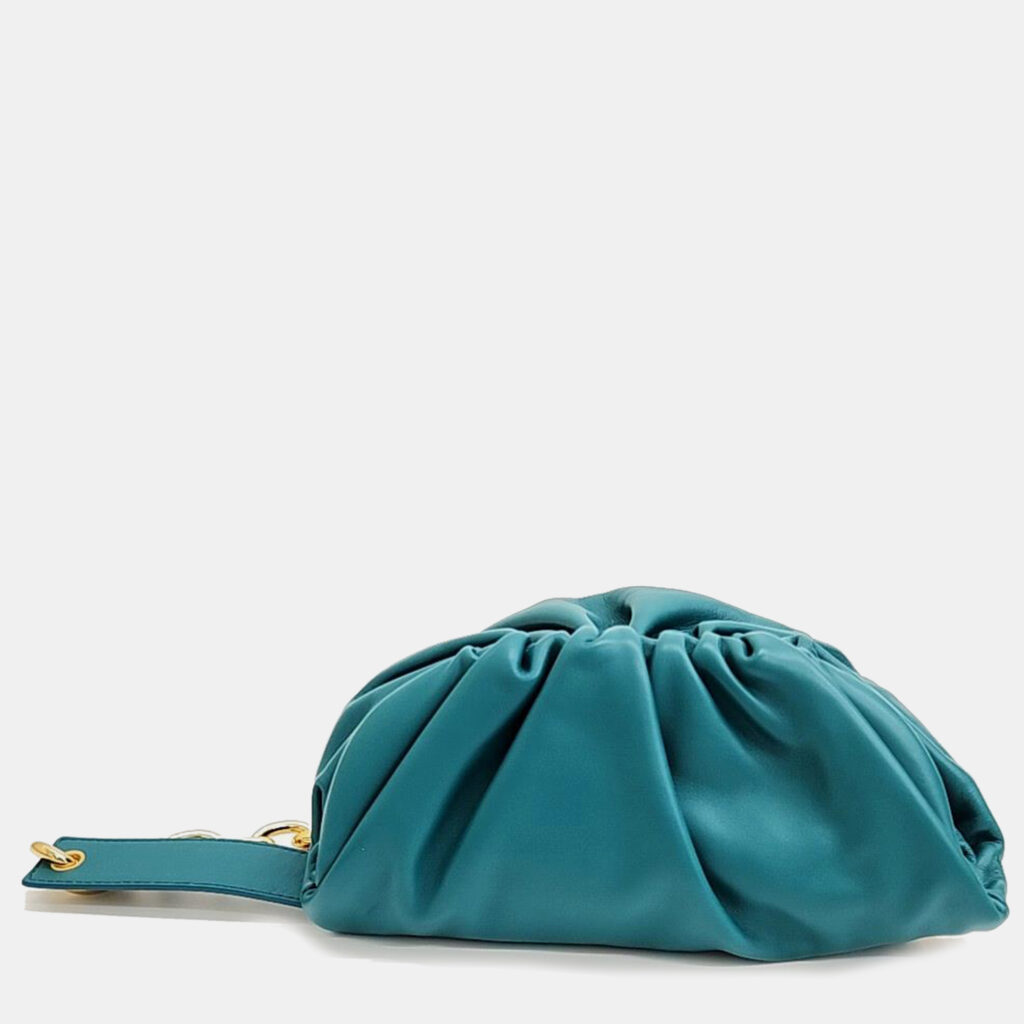 luxury-women-bottega-veneta-used-handbags-p1013992-005 Bottega Veneta Blue Leather Belt Chain Pouch