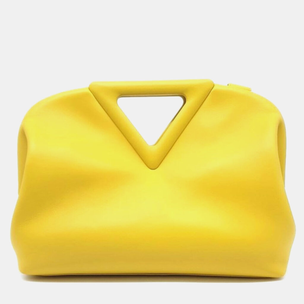 luxury-women-bottega-veneta-used-handbags-p1014109-001 Bottega Veneta Yellow Leather Point Top Handle Bag