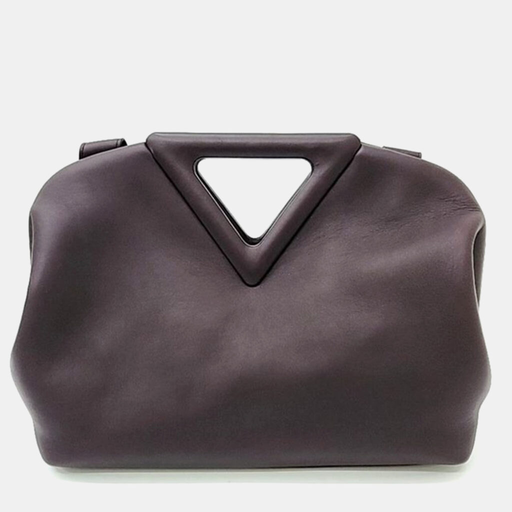 luxury-women-bottega-veneta-used-handbags-p1014123-006 Bottega Veneta Brown Leather Point Medium Top Handle Bag