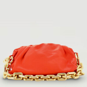 Bottega Veneta Orange Chain Pouch With Gold Chain