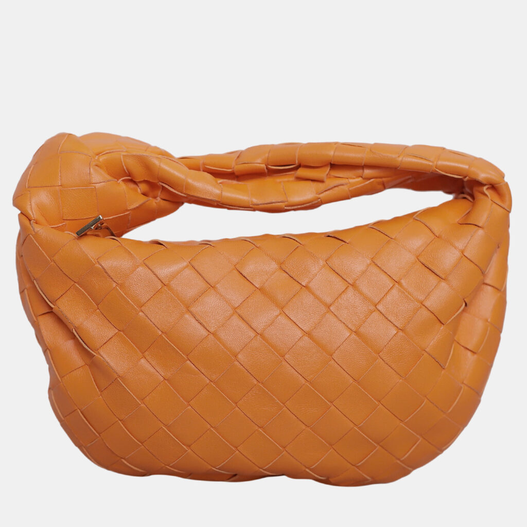 luxury-women-bottega-veneta-used-handbags-p1037794-002 Bottega Veneta Orange Leather Mini Jodie Shoulder Bag