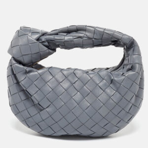 Bottega Veneta Grey Intrecciato Leather Mini Jodie Hobo