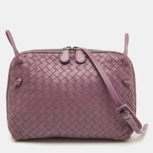 Bottega Veneta Mauve Purple Intrecciato Leather Nodini Shoulder Bag