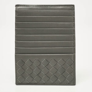 Bottega Veneta Grey Intrecciato Leather Zip Card Holder