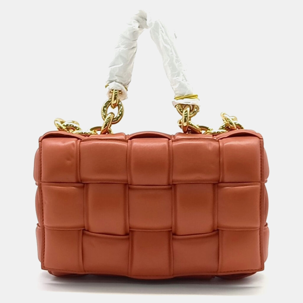 luxury-women-bottega-veneta-used-handbags-p1125537-003 Bottega Veneta Brown Leather Padded Chain Cassette Bag