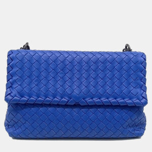 Bottega Veneta Blue Leather Mesh Olympia Bag