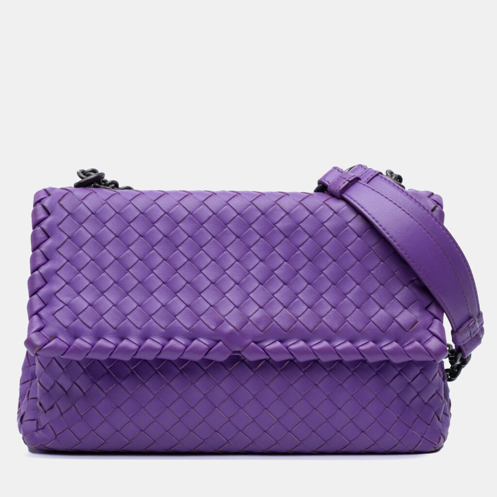 Bottega Veneta Purple Small Nappa Intrecciato Olimpia Shoulder Bag
