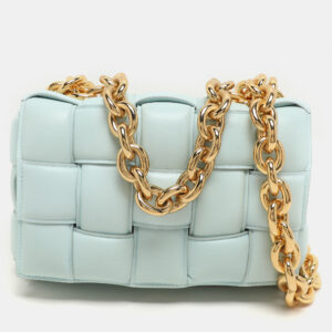 Bottega Veneta Blue Padded Intrecciato Leather Chain Cassette Shoulder Bag