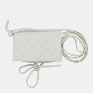 Bottega Veneta White Leather Intrecciato Crossbody Pouch