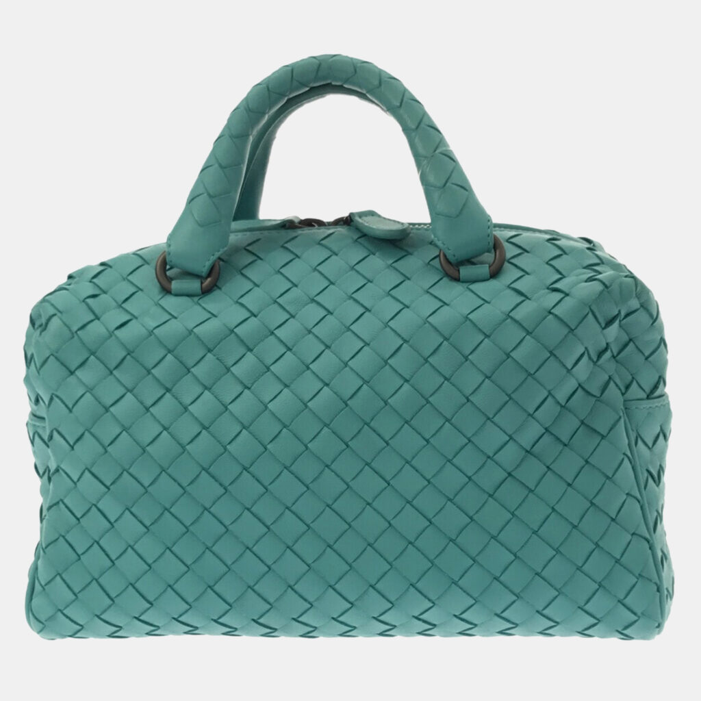 luxury-women-bottega-veneta-used-handbags-p1150968-003 Bottega Veneta Blue Intrecciato Satchel