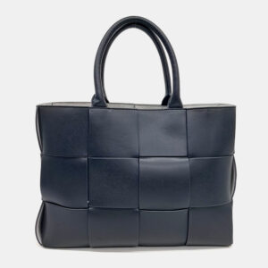 Bottega Veneta Navy Blue Leather Arco Tote and Shoulder Bag