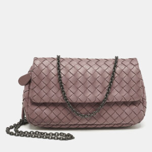 Bottega Veneta Old Rose Intreccaito Leather Olimpia Chain Shoulder Bag