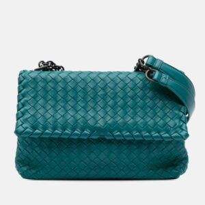 Bottega Veneta Blue Small Nappa Intrecciato Olimpia Shoulder Bag
