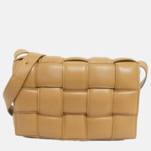 Bottega Veneta Beige Intrecciato Leather Shoulder Bag