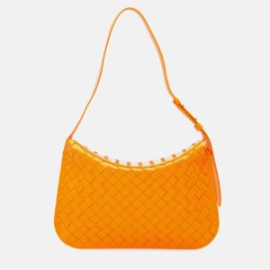 Bottega Veneta Brushed Calfskin Intrecciato Cradle Fold Over Shoulder Bag
