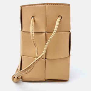 Bottega Veneta Beige Leather Cassette Mini Bucket Bag