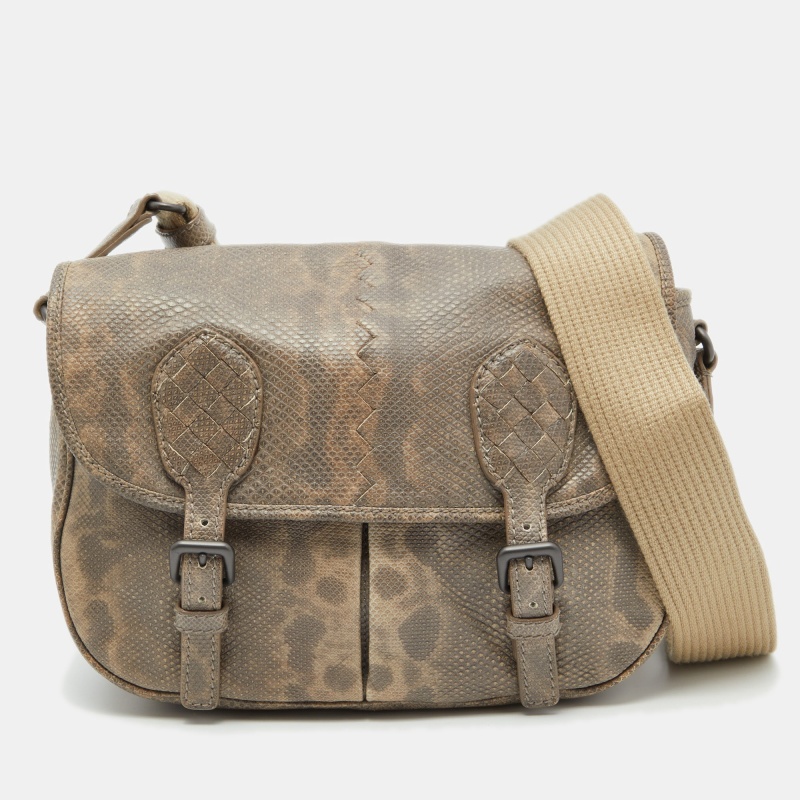 luxury-women-bottega-veneta-used-handbags-p767149-1676454681-004 Bottega Veneta Beige/Brown Karung Leather Gardena Messenger Bag