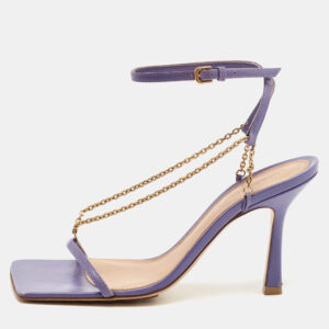 Bottega Veneta Purple Leather Strech Ankle Strap Sandals Size 36