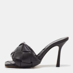 Bottega Veneta Dark Brown Intrecciato Leather Lido Slide Sandals Size 37