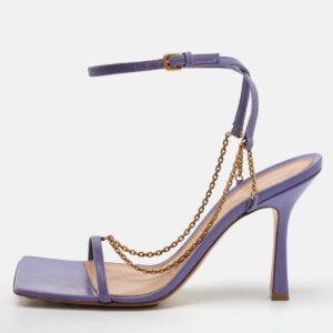 bottega veneta purple leather chain stretch ankle strap sandals size 38