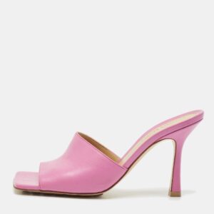Bottega Veneta Pink Leather Stretch Slide Sandals Size 36