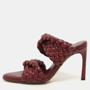 Chanel Metallic Leather CC Camellia Chain Link Detail Slides Size 37