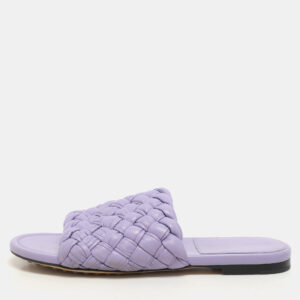 Bottega Veneta Purple Intrecciato Leather Slide Sandals Size 37
