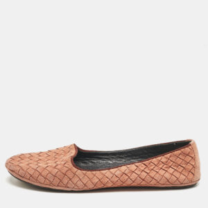 bottega veneta pink intrecciato suede ballet flats size 39