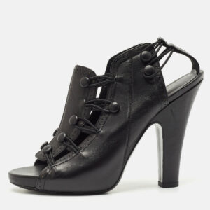 Bottega Veneta Black Leather Ankle Length Boots Size 39