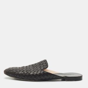 Bottega Veneta Black Intrecciato Leather Espresso Fiandra Mules Size 40.5