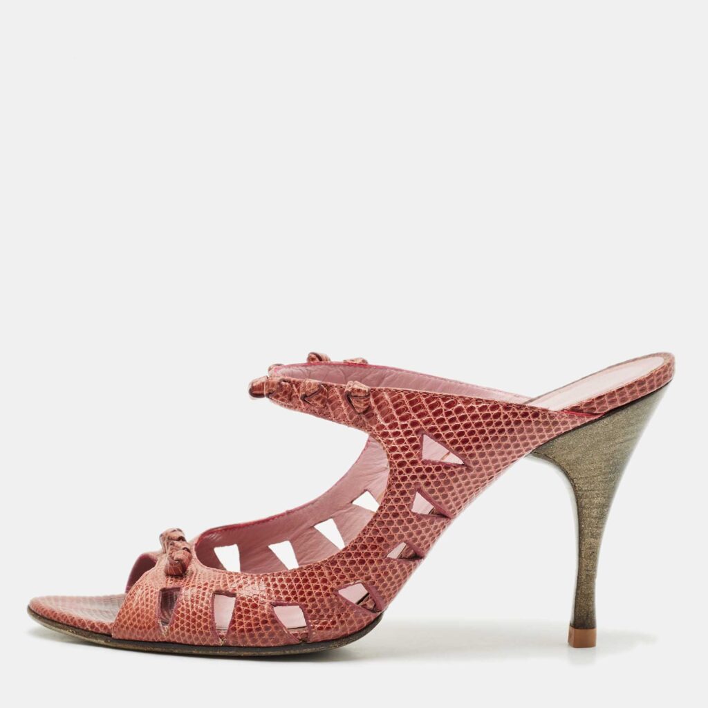 Bottega Veneta Burgundy Lizard Knotted Slide Sandals Size 39.5