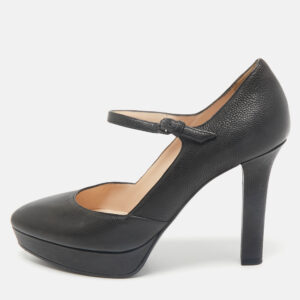 Bottega Veneta Black Leather Mary Jane Platform Pumps Size 36.5