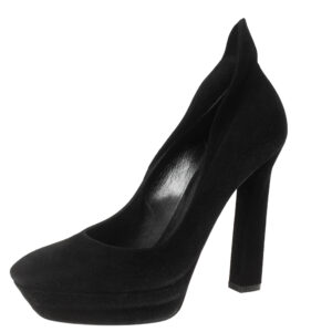 Bottega Veneta Black Suede Collar Detail Platform Pumps Size 39.5