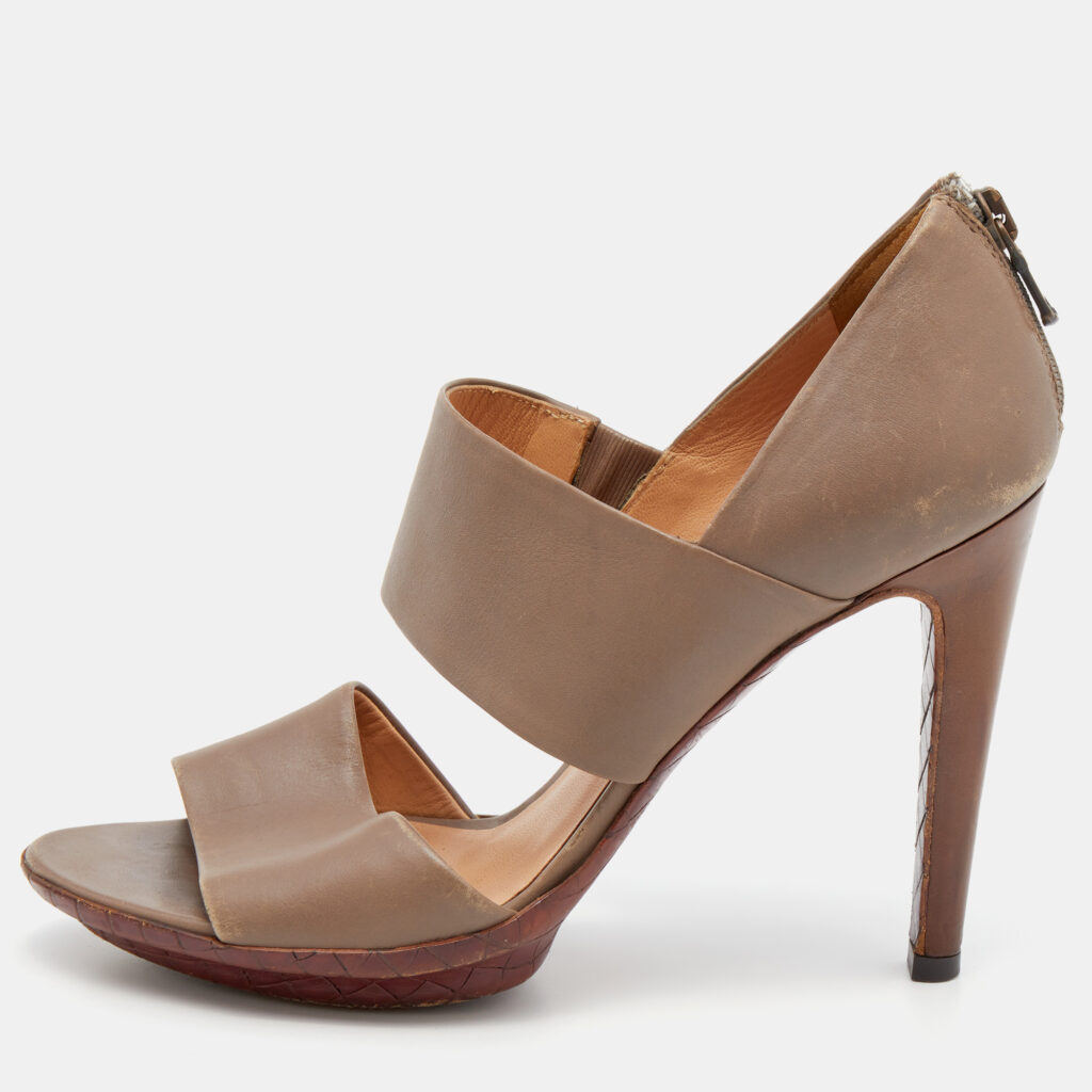 luxury-women-bottega-veneta-used-shoes-p649666-007-1 Bottega Veneta Brown Leather Platform Sandals Size 36