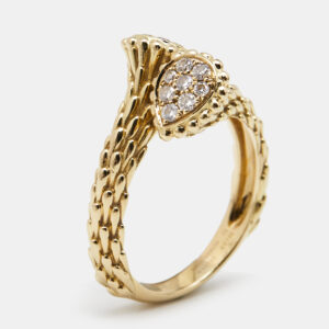 Boucheron Serpent Boheme Toi et Moi XS Motif Diamond 18k Yellow Gold Ring Size 53