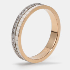 Boucheron Quatre White Edition Diamond Ceramic 18k White/Yellow Gold Wedding Band 56